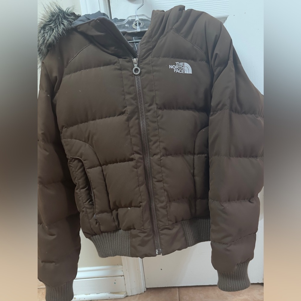 The North Face Nuptse Faux Fur Puffer Goose Down Insulation Retro Vintage Coat.